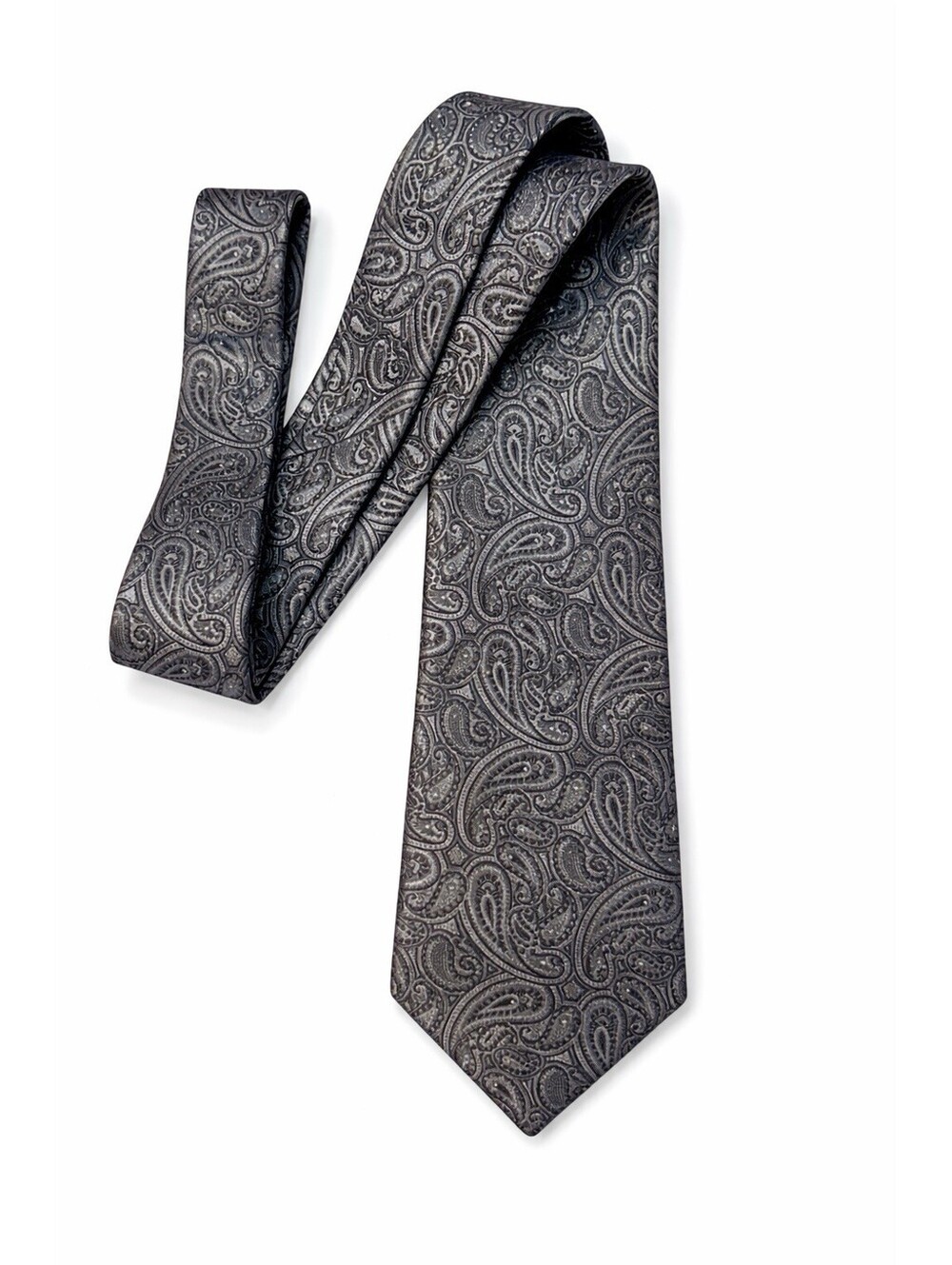 Saddlebred Tie Men’s Paisley Tie Silver Silk Blend NWT Necktie